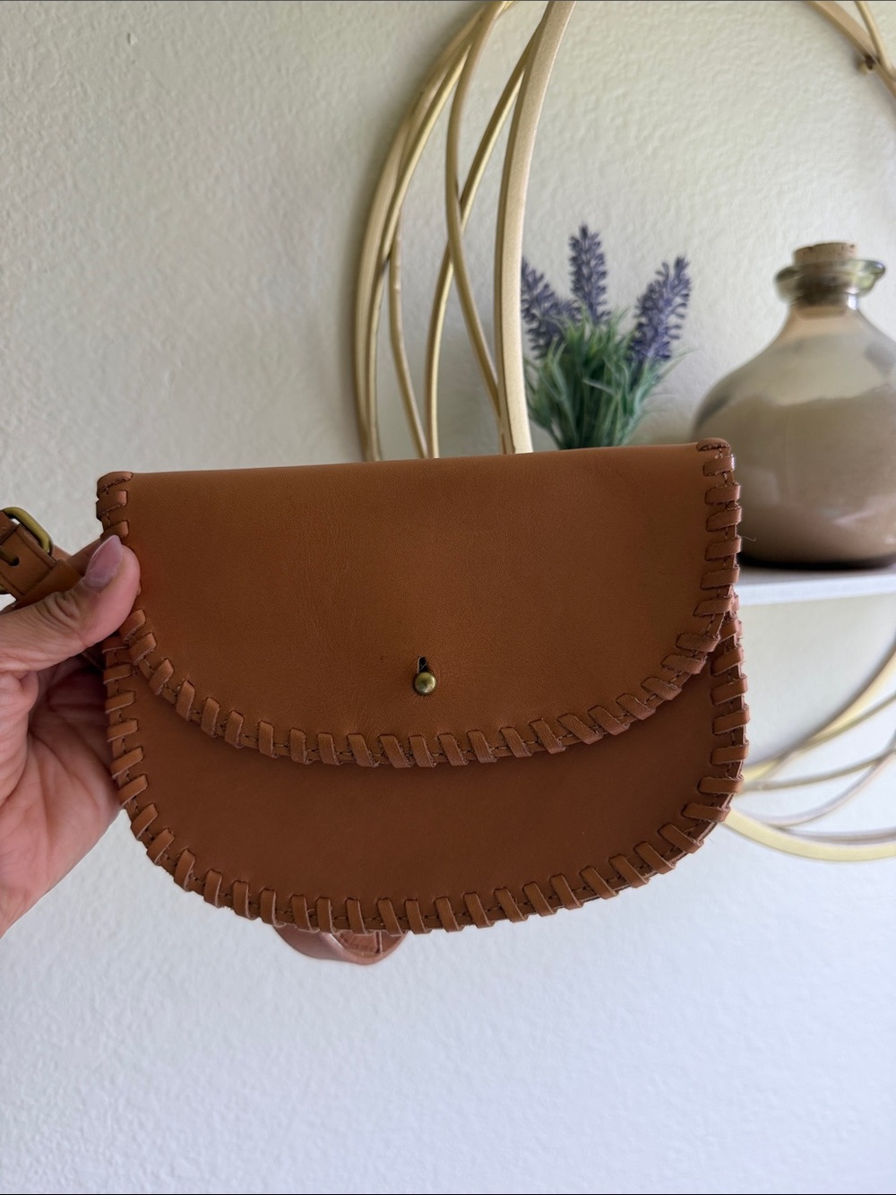 Madewell Tan Whipstitched Leather belt bag